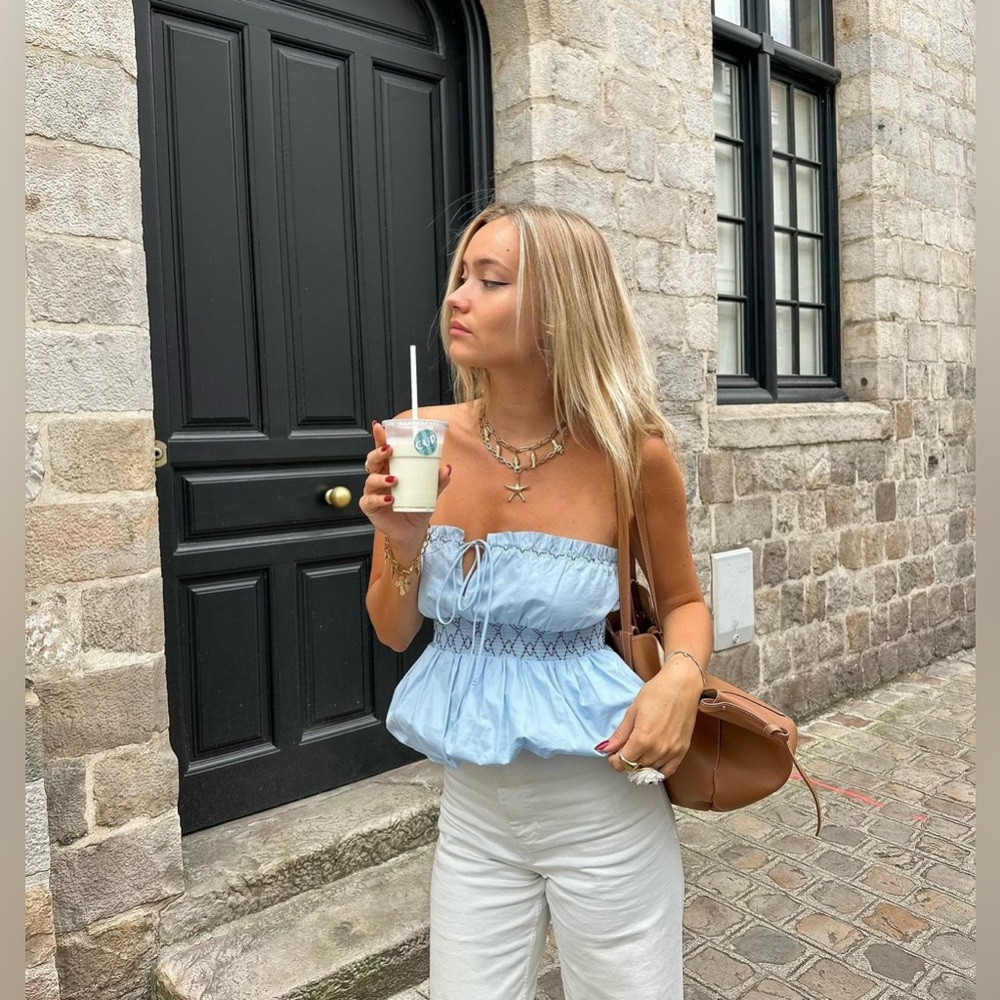 ZARA  STRAPLESS POPLIN TOP   NWT